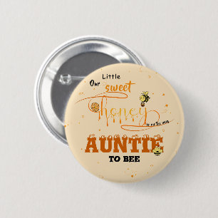 Cute Sweet Honey Kawaii Eyeball Text Auntie-to-be Button