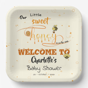 Cute Sweet Honey & Kawaii Eyeball Text Baby Shower Paper Plates