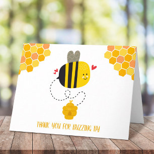 Cute Sweet Kawaii Bumble Bee Birthday Buzzing By Letterpress Thank You Card