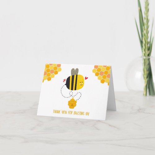 Cute Sweet Kawaii Bumble Bee Birthday Buzzing By Thank You Card