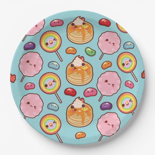 Cute Sweet Kawaii Treats Paper Plates (Front)