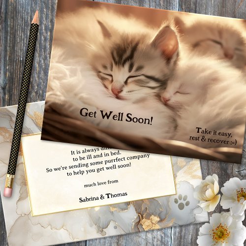 Cute Sweet Kitten Friends Get Well Soon Card
