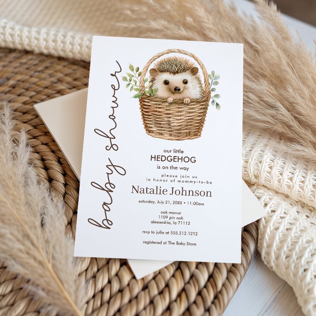 Cute Sweet Little Hedgehog Baby Shower Invitation (Creator Uploaded)