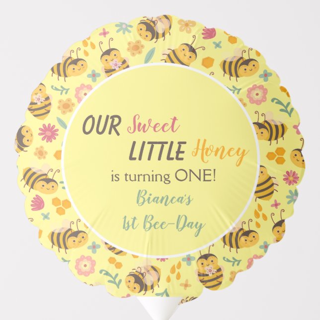 Cute Sweet Little Honey Bumble Bee Birthday Balloon (Front)