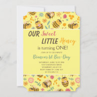 Cute Sweet Little Honey Bumble Bee Birthday Invitation