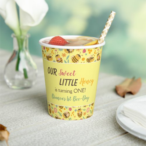 Cute Sweet Little Honey Bumble Bee Birthday Paper Cups