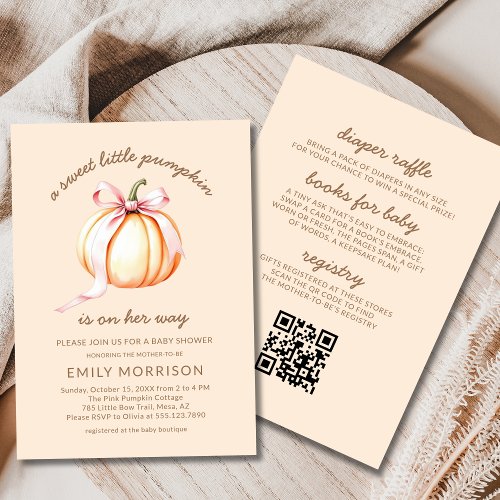 Fall Little Pumpkin Orange baby shower invitation