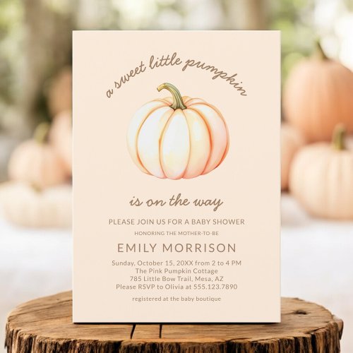 Fall Little Pumpkin Orange baby shower invitation