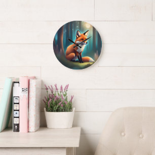 Cute Sweet Little Woodland Animals Fox Nursery Large Clock