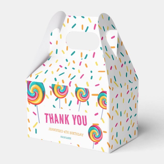 Cute Sweet Lollipop Candy Birthday Favor Boxes (Front Side)