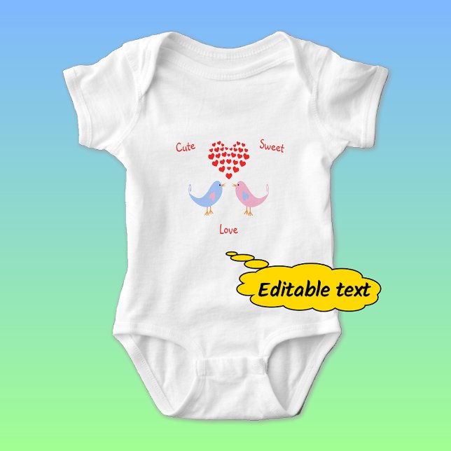 Cute sweet love birds custom text baby bodysuit (Creator Uploaded)