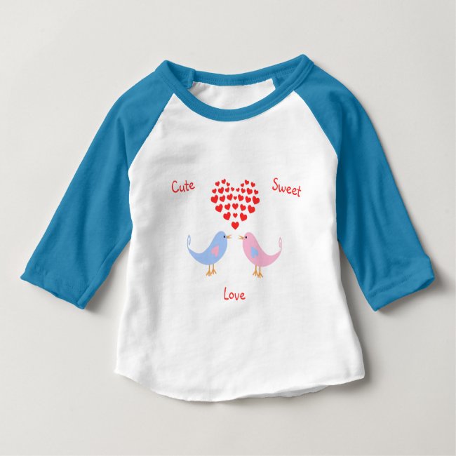 Cute sweet love birds custom text Baby Tshirt
