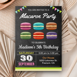 Cute Sweet Macarons Birthday Party Invitation