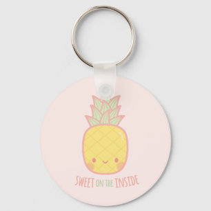 Cute Sweet on the Inside Pineapple Doodle Keychain