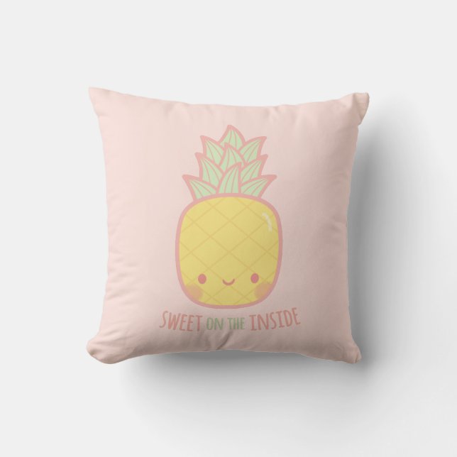 Cute Sweet on the Inside Pineapple Room Decor Throw Pillow (Front)