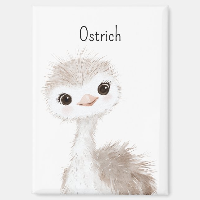 Cute Sweet Ostrich Animal Magnet (Front)