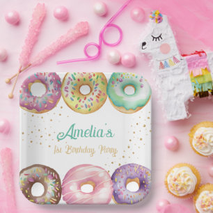 Cute Sweet Pastel Donut Any Birthday Party Paper Plates