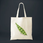 Cute Sweet Peas in a Pod Vegetable Pun Tote Bag<br><div class="desc">Kawaii and funny pun illustration of green sweet peas in a pod with cute expressions. The text on the side says "hap-pea-ness."</div>