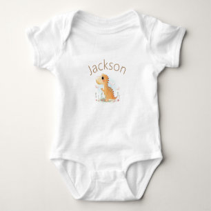 Cute Sweet Personalized Dinosaur Baby Boy Bodysuit