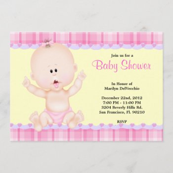 Cute Sweet Pink Baby Girl Shower Invitation by ForeverAndEverAfter at Zazzle