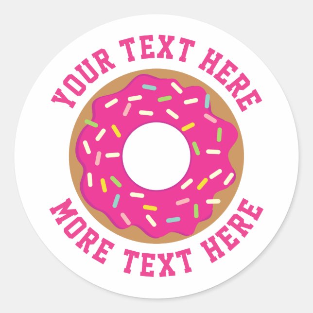 Cute sweet pink donut with sprinkles custom classic round sticker (Front)