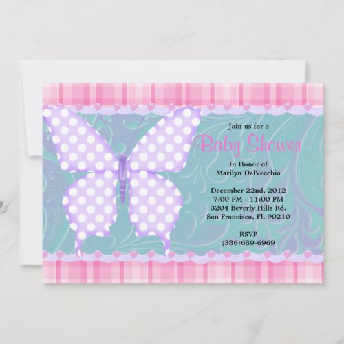 CUTE Sweet PINK Girls Baby Shower Invitation