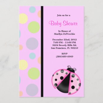 Cute Sweet Pink Lady Bug Baby Shower Invitation by ForeverAndEverAfter at Zazzle