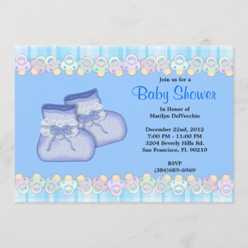 Cute Sweet Plush Baby Booties Baby Shower Invitation by ForeverAndEverAfter at Zazzle