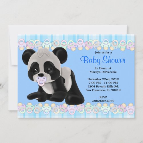 CUTE Sweet Plush Baby Panda Bear Baby Shower Invitation