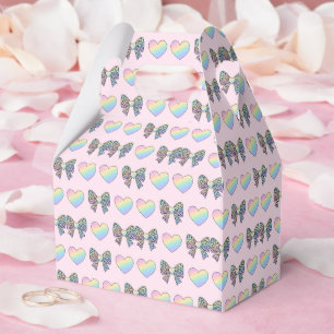 cute sweet rainbow hearts pastel gradient pattern favor boxes