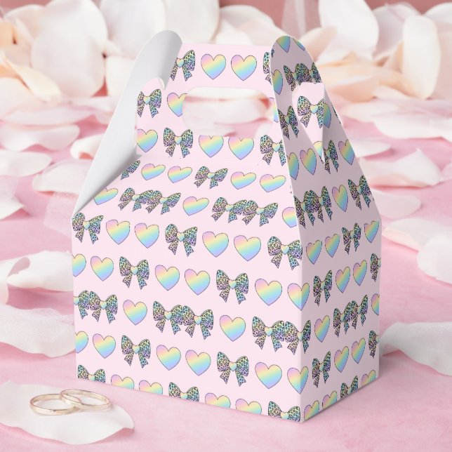  cute sweet rainbow hearts pastel gradient pattern favor boxes (Wedding)