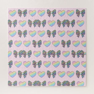 cute sweet rainbow hearts pastel gradient pattern jigsaw puzzle
