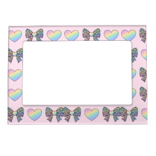  cute sweet rainbow hearts pastel gradient pattern magnetic frame