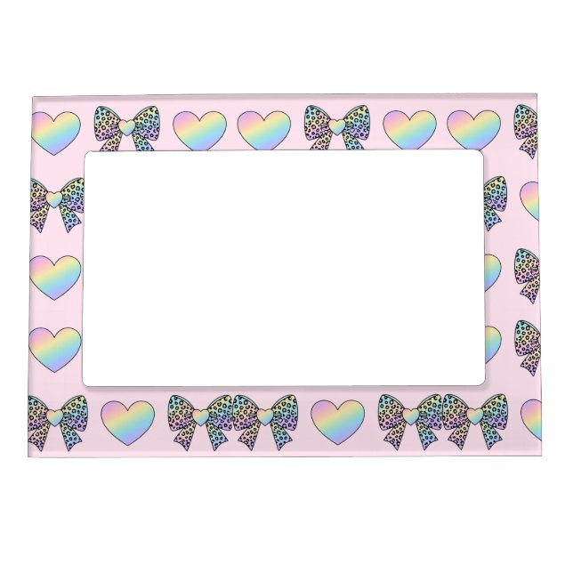  cute sweet rainbow hearts pastel gradient pattern magnetic frame (Front)