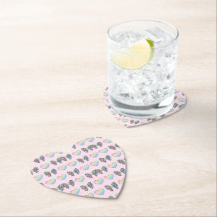 cute sweet rainbow hearts pastel gradient pattern paper coaster