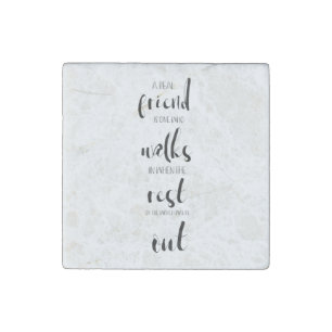 cute sweet real friendship quote text art simple stone magnet
