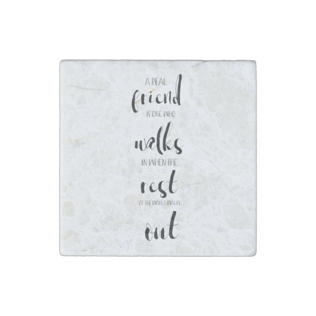 cute sweet real friendship quote text art simple stone magnet (Front)