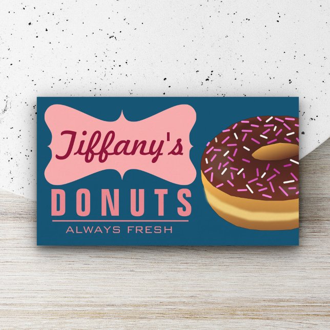 Cute Sweet Retro Donut Shop Doughnut Business Card (Creator Uploaded)