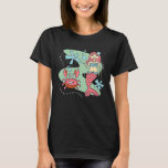 Cute Sweet Retro Mermaid Girl and Crab Friend T-Shirt