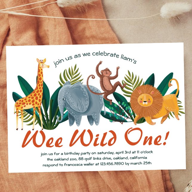 Cute Sweet Safari Animals Birthday Party Kids Invitation (Creator Uploaded)