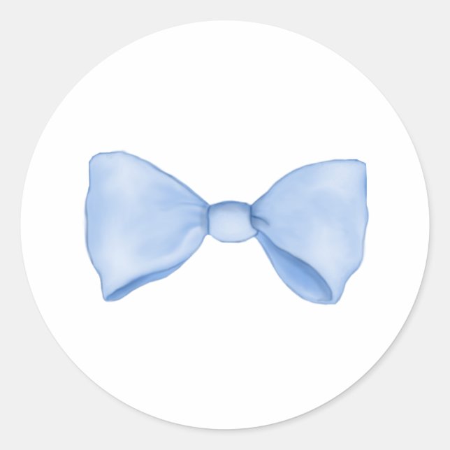 Cute Sweet Simple Baby Blue Bow Classic Round Sticker (Front)
