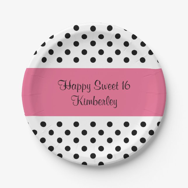 Cute Sweet Sixteen Paper Plates (Front)