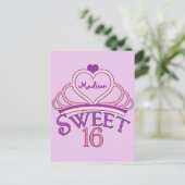 Cute Sweet Sixteen Pink Birthday Party Invitation (Standing Front)