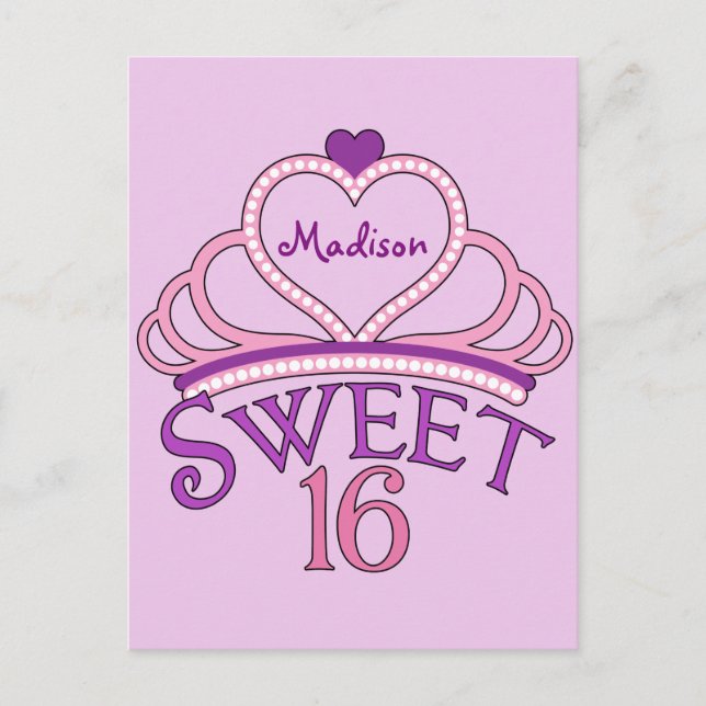 Cute Sweet Sixteen Pink Birthday Party Invitation (Front)