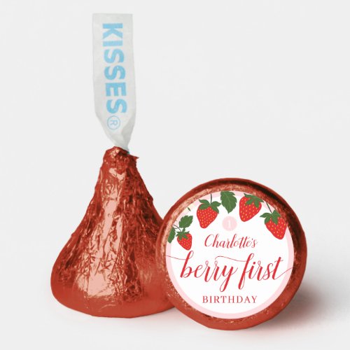 Cute Sweet Strawberry 1st Birthday Hersheys Kisses