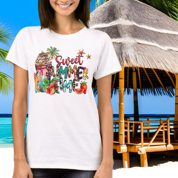Cute Sweet Summer Time Word Art T-shirt by DoodlesGifts at Zazzle