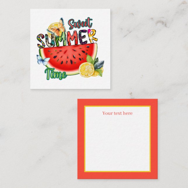 cute sweet Summertime add sentiment fruit Note Card (Front/Back)