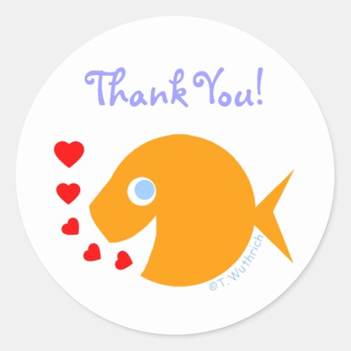 Cute Sweet Thank You Goldfish Stickers