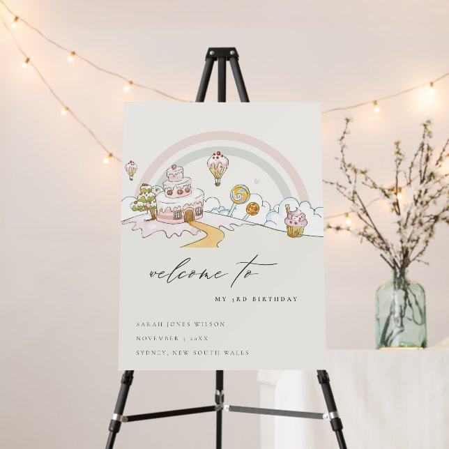 Cute Sweet Time Candy Land Kids Birthday Welcome Foam Board (In Situ (Stand))