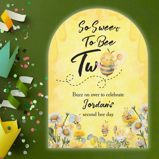 Cute Sweet To Bee Two Wildflower 1st birthday Invitation (Creator Uploaded)